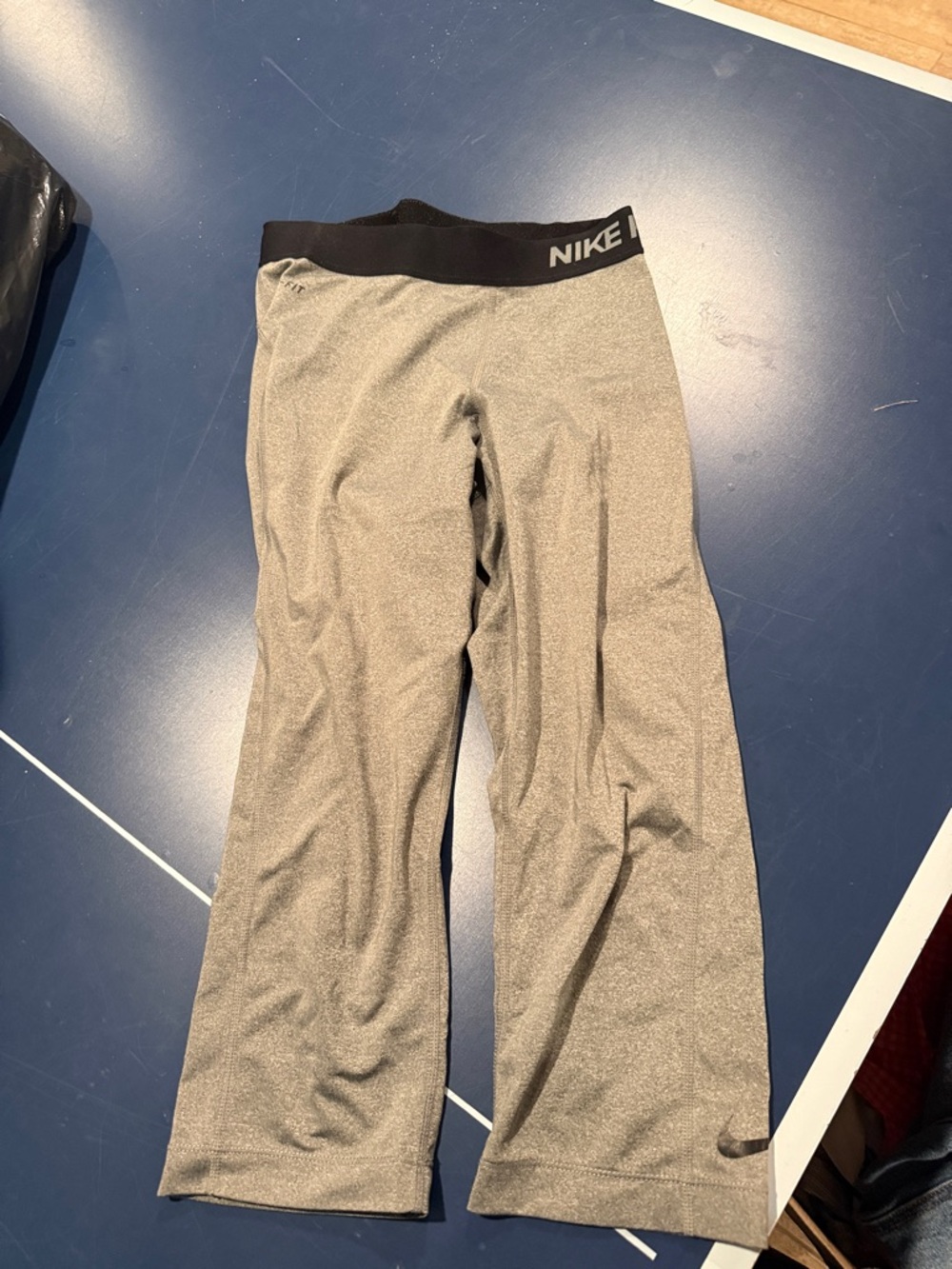 Nike Girls' Gray Stretch Flare Leggings with Black Waistband